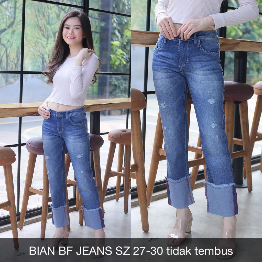  CELANA  JEANS WANITA  BIAN BF JEANS Shopee  Indonesia