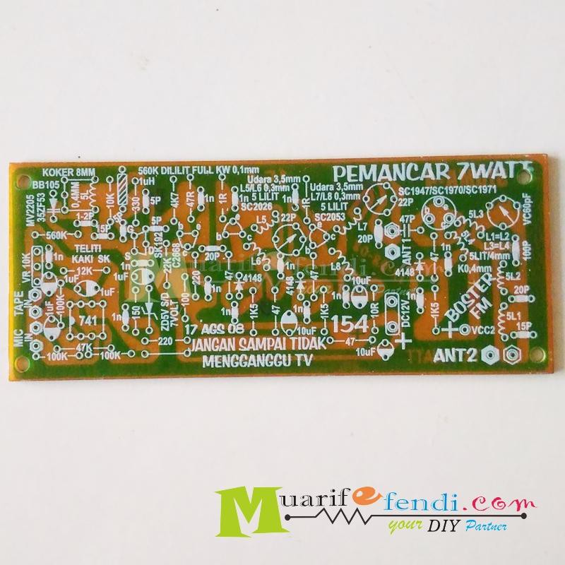 PCB Pemancar 7 Watt dengan booster fm 1947 1970 1971 154