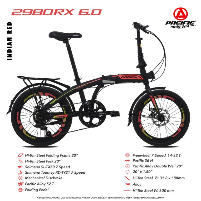 Sepeda Lipat Pasific 20 inch 2980 RX 6.0 Begasi