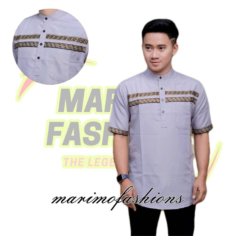 Baju Koko Kurta Pria Dewasa Lengan Pendek Material Catton Adem Serap Keringat