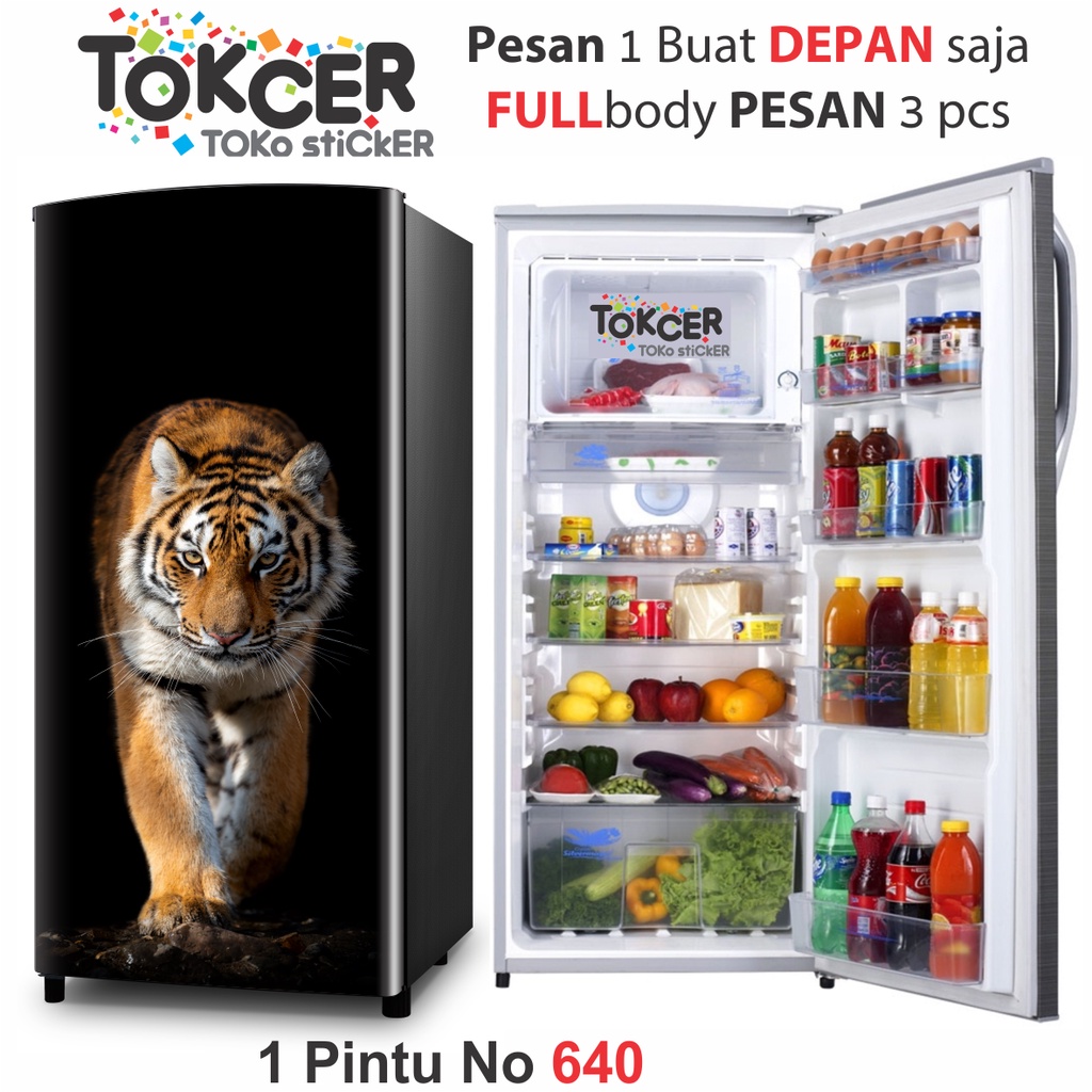 STIKER Kulkas 1 Pintu atau 2 Pintu Motif IKAN / HARIMAU