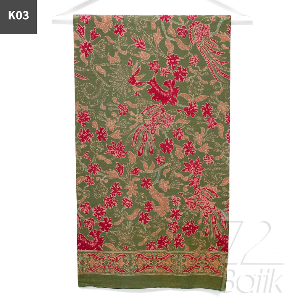 KAIN BATIK PREMIUM Bahan Katun Motif Burung Murai Warna Merah 721807 Cap 72 Jarik Jarit Samping Kebat Panjang Batik Katun Modern Premium Bahan Seragam Batik Pernikahan Kantor Keluarga Murah Kamen Jadi Batik Bali Lembaran