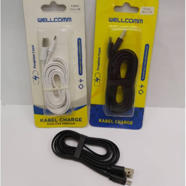 Kabel Data WELLCOM MICRO USB 1.5M pengisian cepat