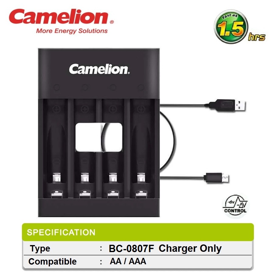 Charger Baterai Camelion for AA / AAA BC-0807F USB