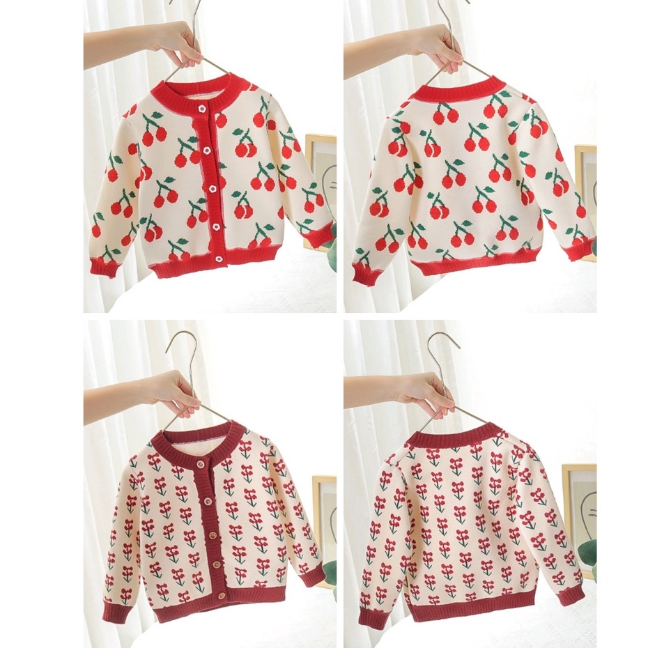 SW8/9- Jaket Sweater Kardigan Anak Bayi Perempuan Rajut Berry