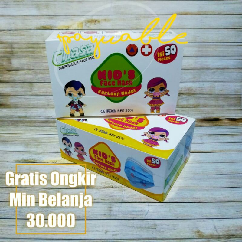 Masker Anak Motif 3ply - Masker Doraemon Unicorn 3 ply 50 pcs