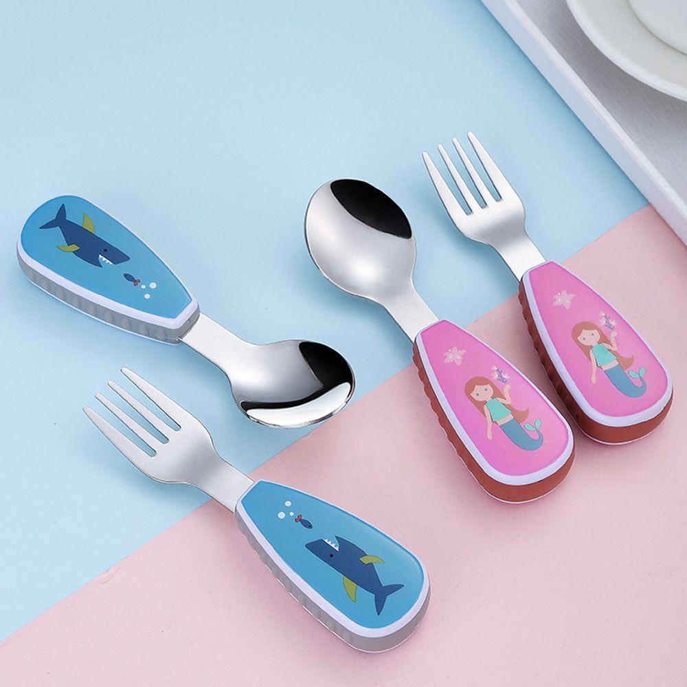 Top Set Peralatan Makan Anak Bayi Gadget Kartun Sendok Garpu Set Untuk Makan Anak