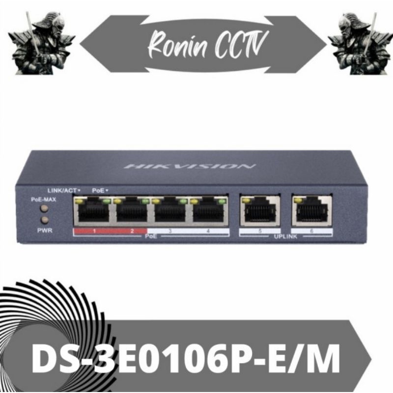 Switch Hub Poe 4 Port HIKVISION DS-3E0106P-E/M 4 Port Poe + 2 Uplink
