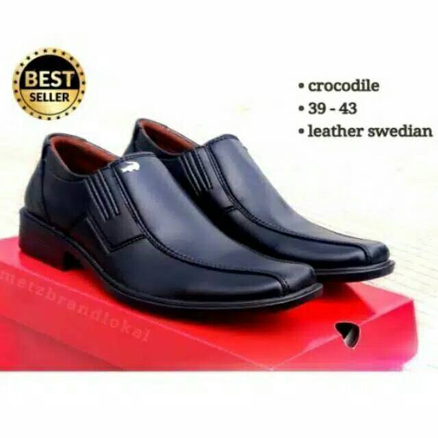 Sepatu Pria / Sepatu Kulit / Sepatu Formal / Sepatu Pantofel Crocodile Black