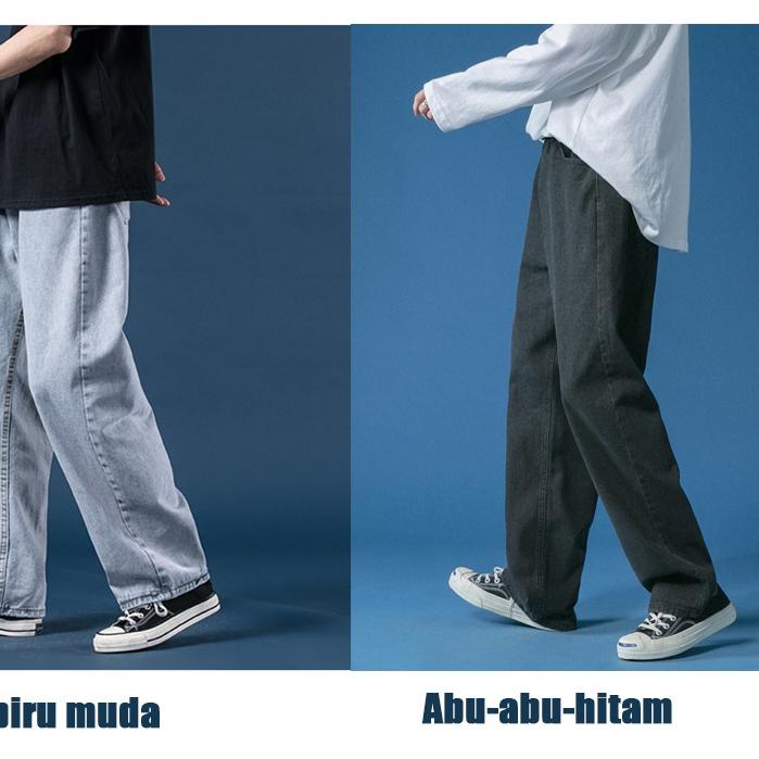 Recomend celana kulot pria celana korean style pria straight pants celana jeans biru muda celana jea