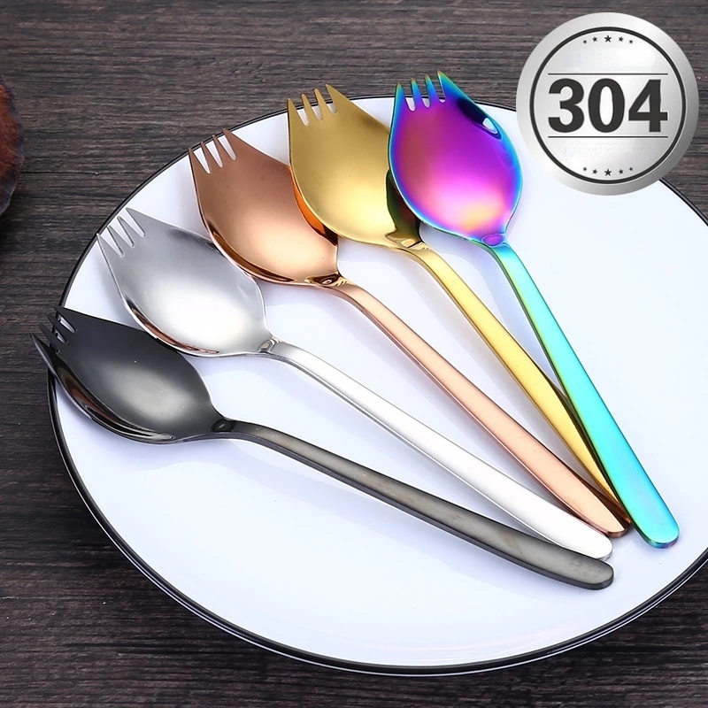 Hot Sale/6Warna Stainless Steel Salad Buah Garpu Kopi Dessert Spoon Ice Cream Scoop Western Cutlery Peralatan Makan Dapur Rumah Utensils