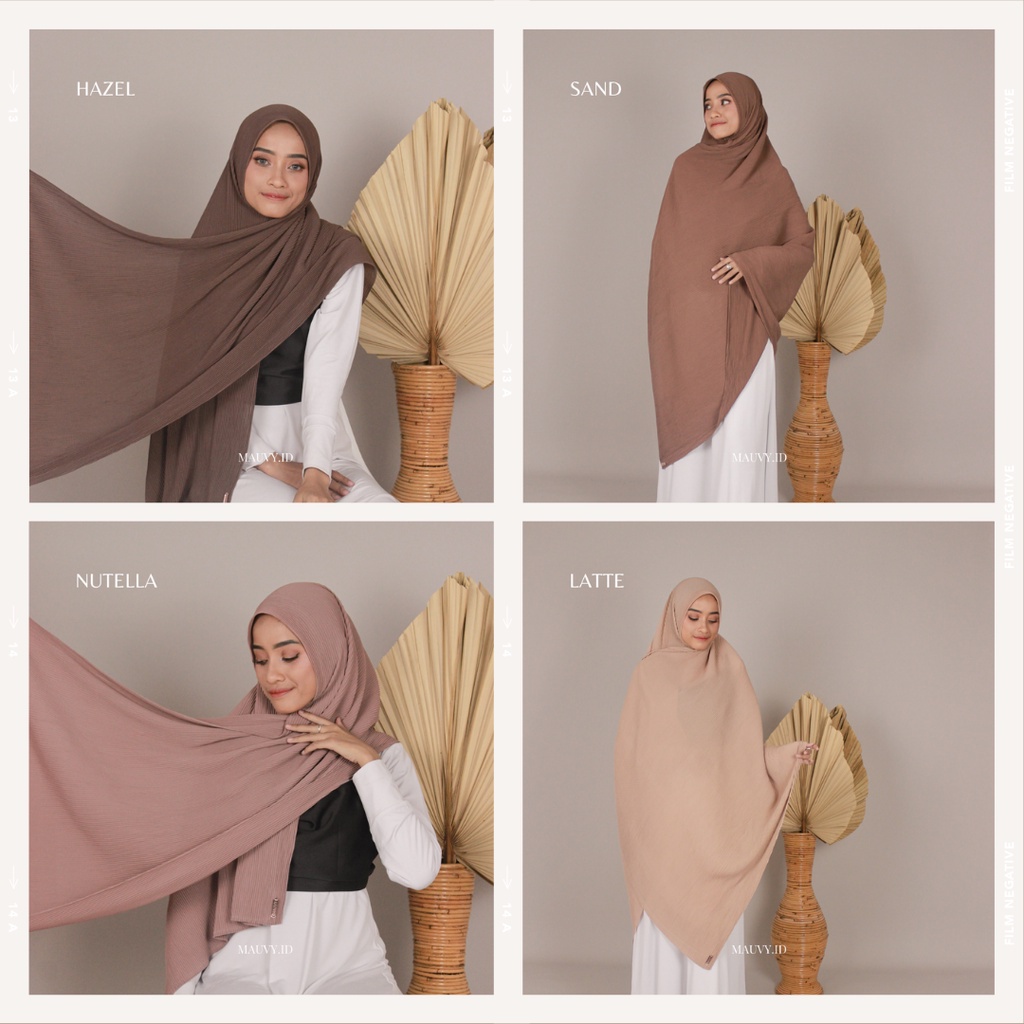 PASHMINA PLISKET SYARI JUMBO BY MAUVY.ID TANPA GARIS TENGAH HIGHT QUALITY