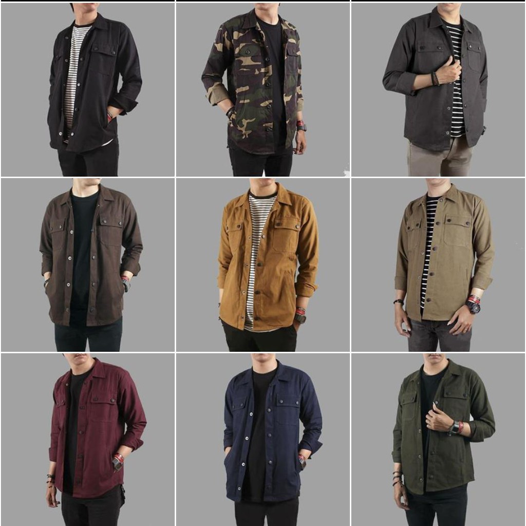 JAKET KEMEJA SEMI PARKA    PREMIUM ( 2 SAKU ) | Shopee Indonesia