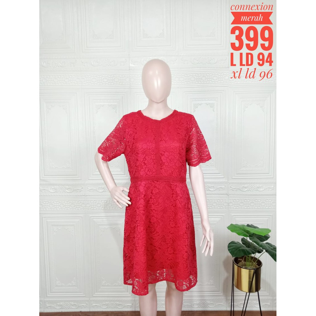 FILLYS Dress Nevada Brukat Pesta Merah Hitam Ori Brand Matahari