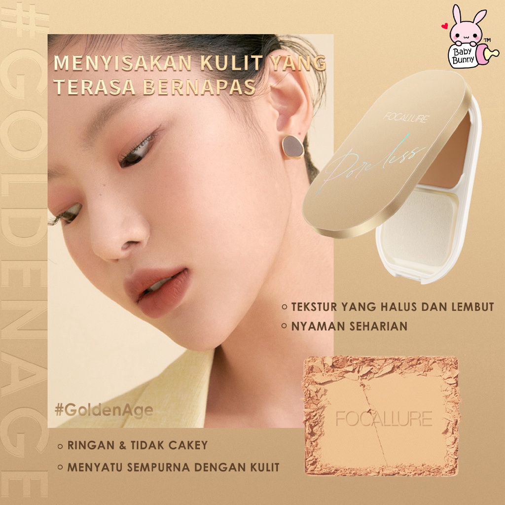 ❤ BELIA ❤ FOCALLURE Lasting Poreless Compact Powder FA206 | Powder | Bedak Padat (✔BPOM)