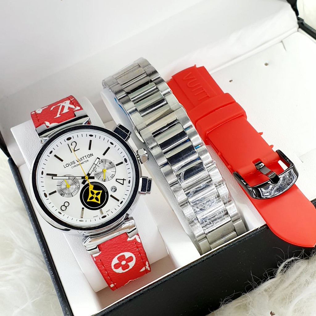 Jam Tangan Wanita Lv9350Vp Paket Rantai & Rubber Chrono Aktif Free Box & Baterai