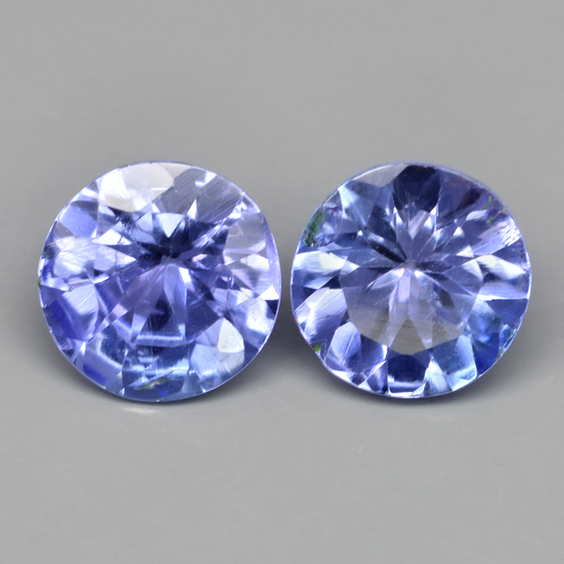 Pair 0.78ct tcw Round 4.7mm Natural Violet Blue Tanzanite, Tanzania TZ158