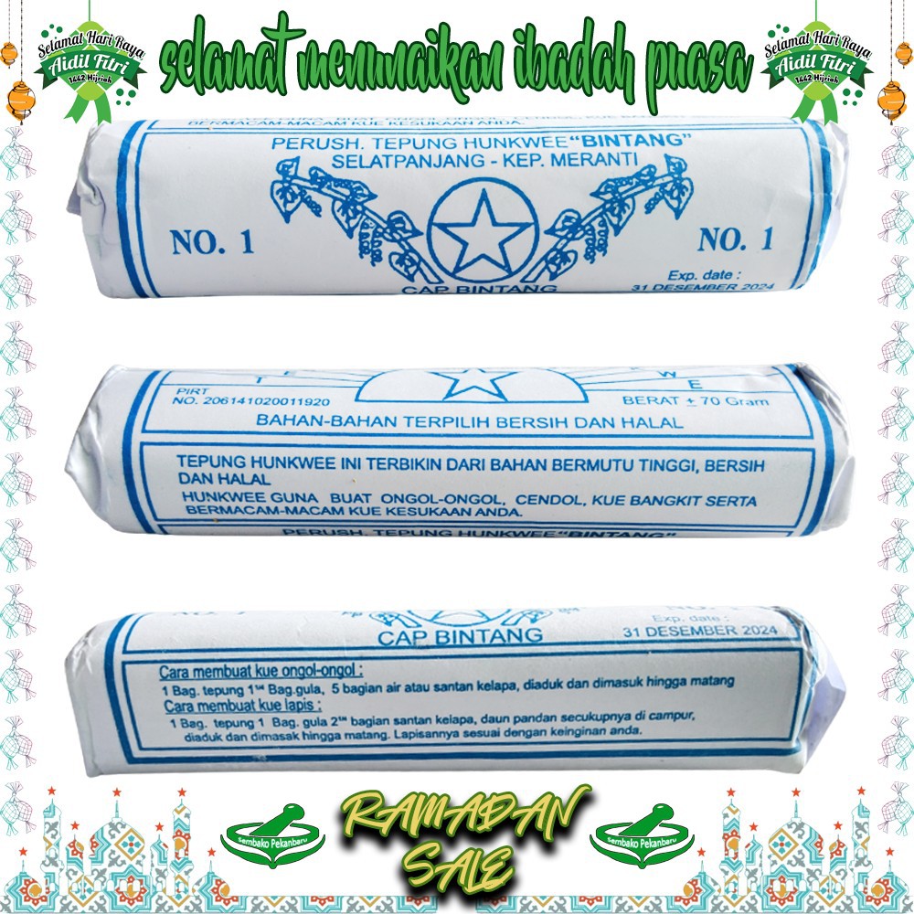 

Tepung Hunkwee Cap Bintang 70gr