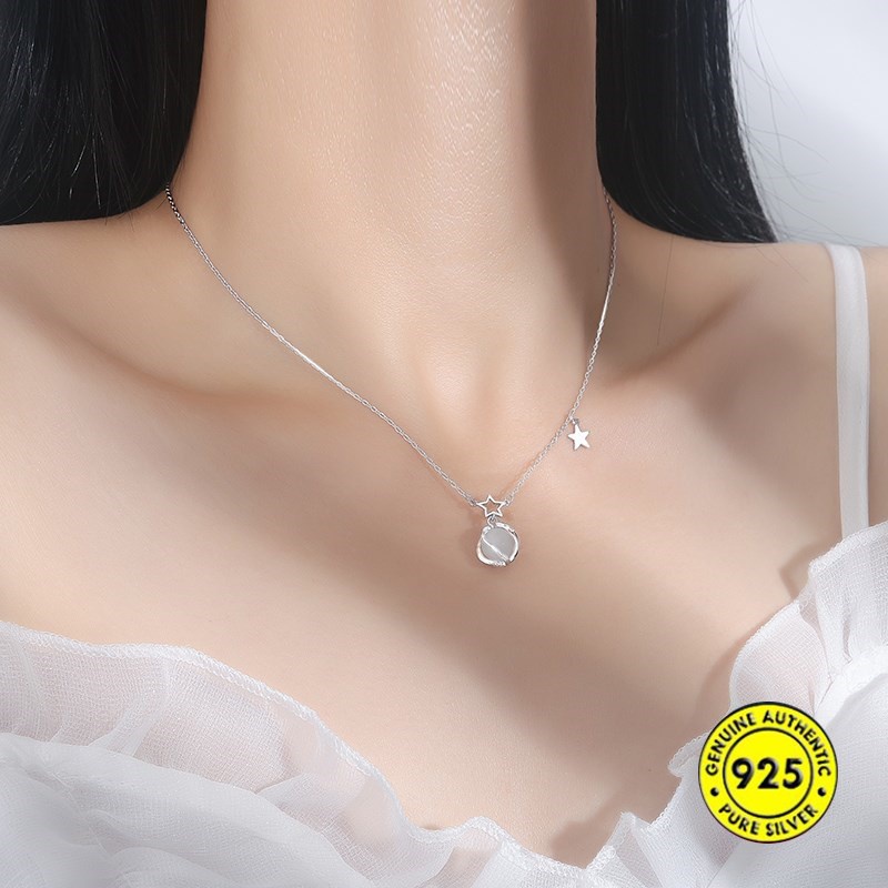 Kalung Rantai Sterling Silver 925 Dengan Liontin Bunga Untuk Wanita