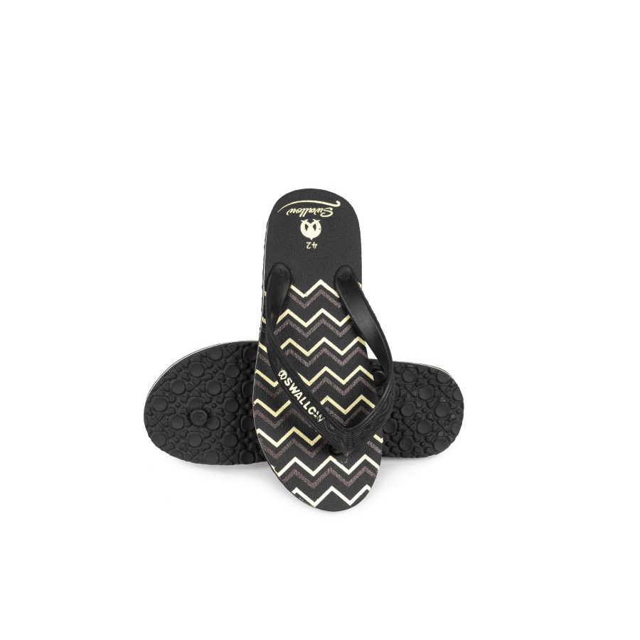 Sandal Jepit Swallow Hitam Emas Original /Black Gold (Savilo) - Savilo Zig-zag - Savilo Duri