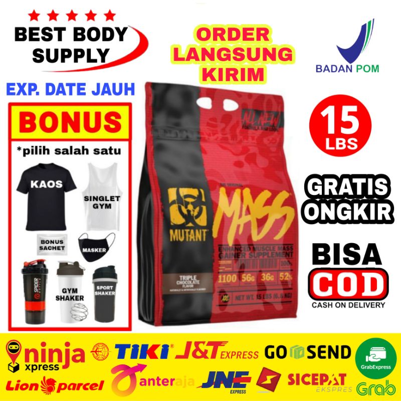 Mutant Mass 15 Lbs BPOM Weight Gainer MutantMass 15Lbs Susu Mass Gainer Suplemen Fitness Mutan Mass 