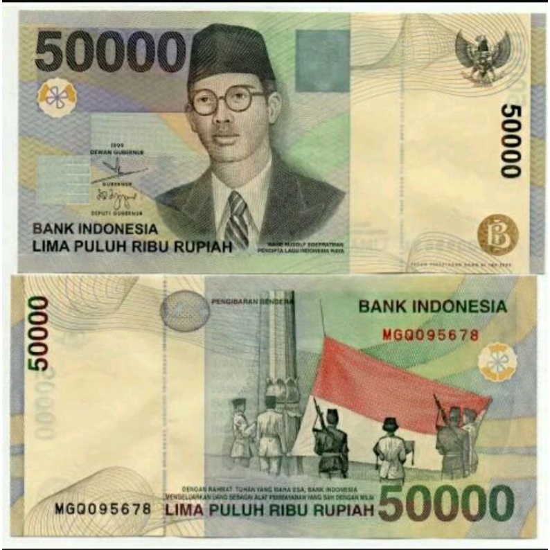 uang kuno 50000 wr soepratman asli 100% gress garansi