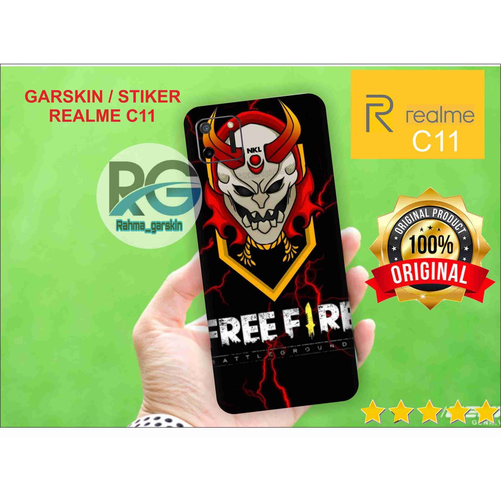 garskin hp realme c11 motif ff code 1-2 free custom motif via chat