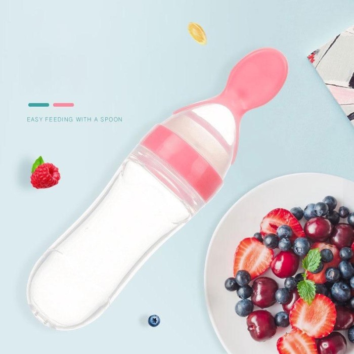 Botol Sendok Makan Anak Bayi Botol Mpasi Bayi Botol Dot Silikon Silicone Aman Praktis Instant