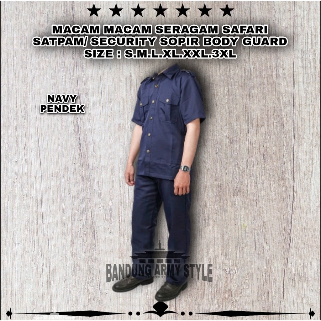 SERAGAM SAFARI / STELAN SAFARI SATPAM / SAFARI PENDEK / SAFARI PANJANG / SAFARI COKLAT