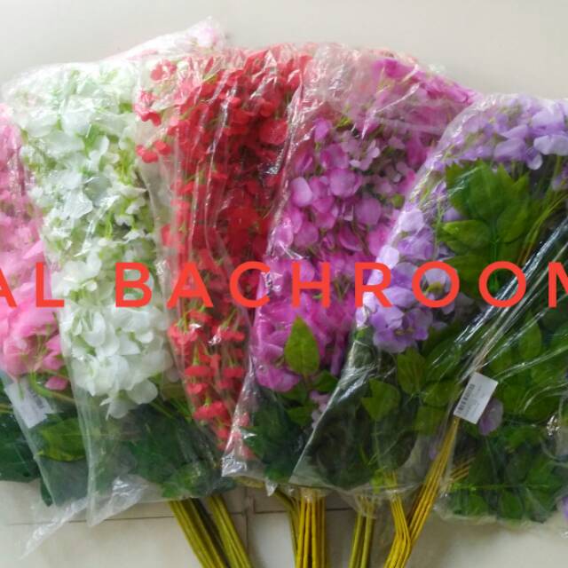BUNGA WISTERIA TANGKAI B8064 DEKORASI WEDDING BUNGA ARTIFICIAL