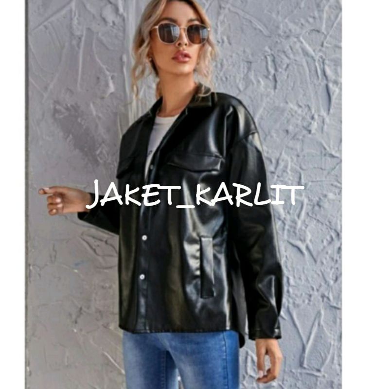Leather shirt long sleeve leather Jacket semi kulit terbaru