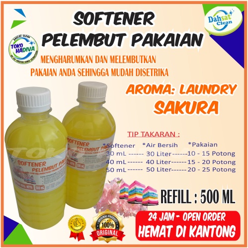(SAKURA) SOFTENER PELEMBUT DAN PEWANGI PAKAIAN 500 ML DHS MEMBUAT PAKAIAN LEMBUT - MUDAH DISETRIKA
