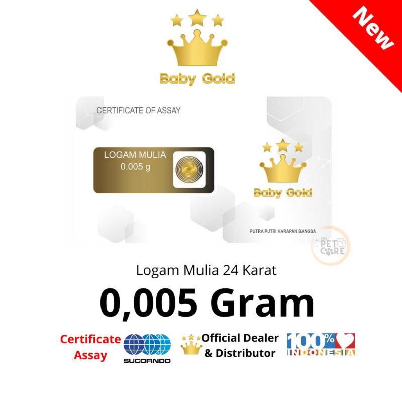 Baby Gold 0,005 GRAM Emas mini Murni Logam Mulia 24 Karat 0,005gr
