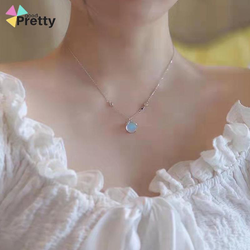 Moonstone Firefly Kalung Wanita Senior Rantai Klavikula Siswa Hadiah Ulang Tahun Desain Niche - PD