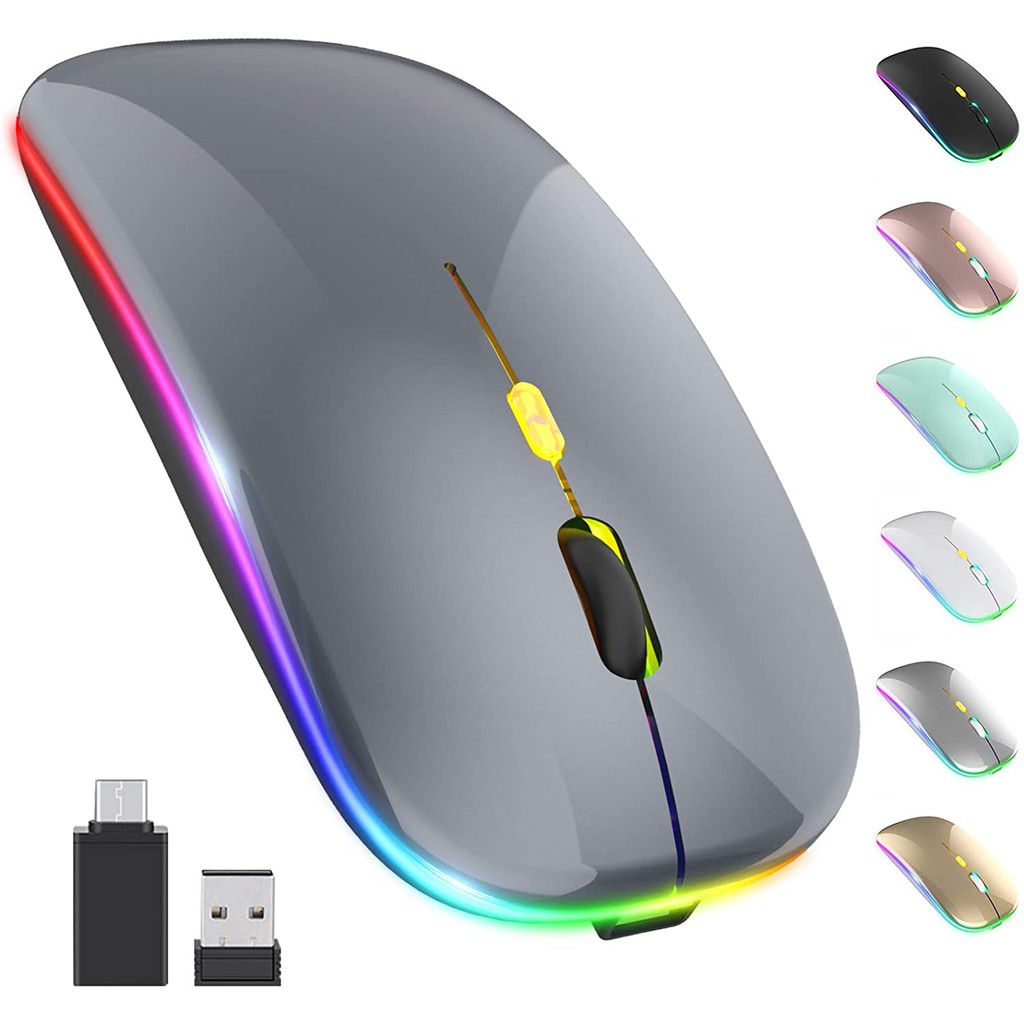 mouse wireless / mouse bluetooth / mouse led / led wireless mouse silent slick 2.4G - Rechargeable Battery