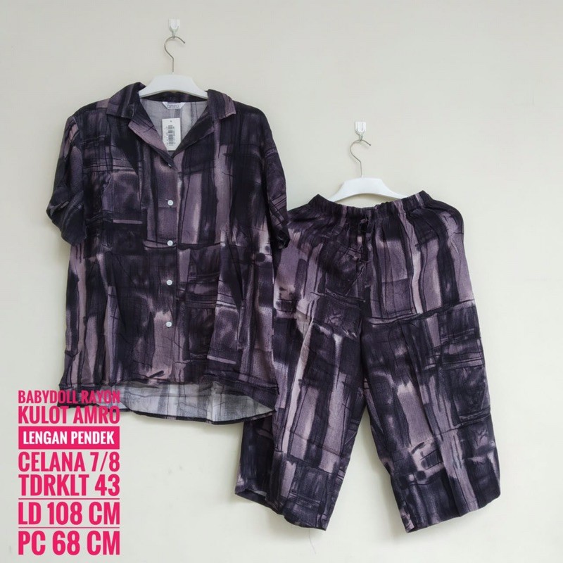 *Setelan Rayon AMRO Lengan Pendek Celana Kulot 7/4 (TDRKLT)