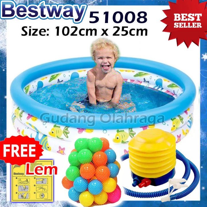 Bestway 51009, 51008 Kolam Renang Anak dan Bayi Ocean Life - Paket Kolam Mandi Bola 122 cm x 25 cm-1
