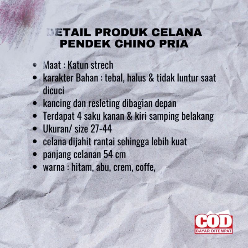 CELANA PENDEK CHINO-DISTRO-PRIA BAHAN KATUN-SURFING-JUMBO