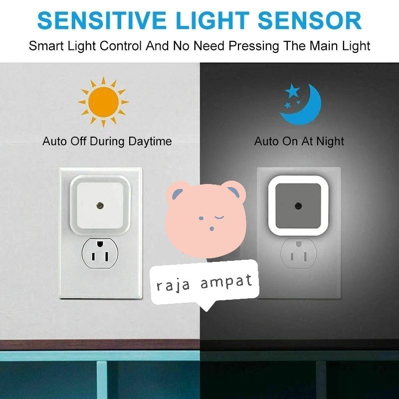 Lampu Tidur Night / Sleep Mini Lamp Dekorasi Hias KOTAK LED Otomatis Sensor Cahaya ECER GROSIR MURAH