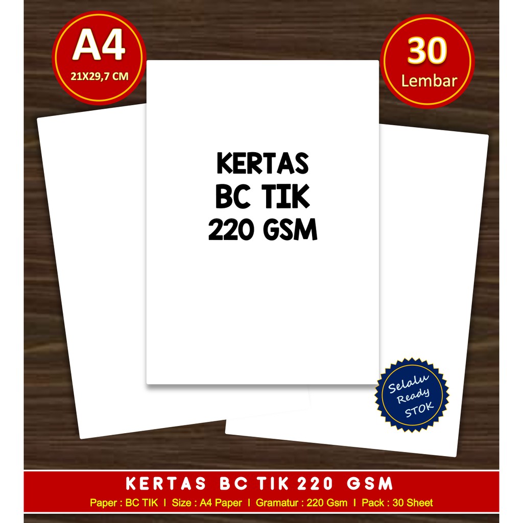 

Kertas BC TIK ukuran A4 - Karton TIK Manila 220 Gsm 1 Pak isi 30 Lembar