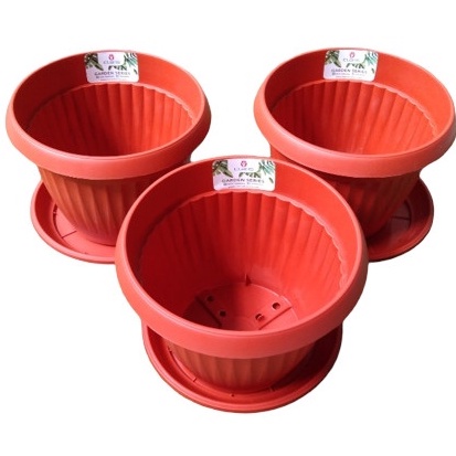 EMBER POT BUNGA FLORENCE + TAPAK 18CM/WADAH PUPUK TANAM TANAMAN KEBUN BUNGA POHON/PERLENGKAPAN BERKEBUN/POT PVC BERKUALITAS