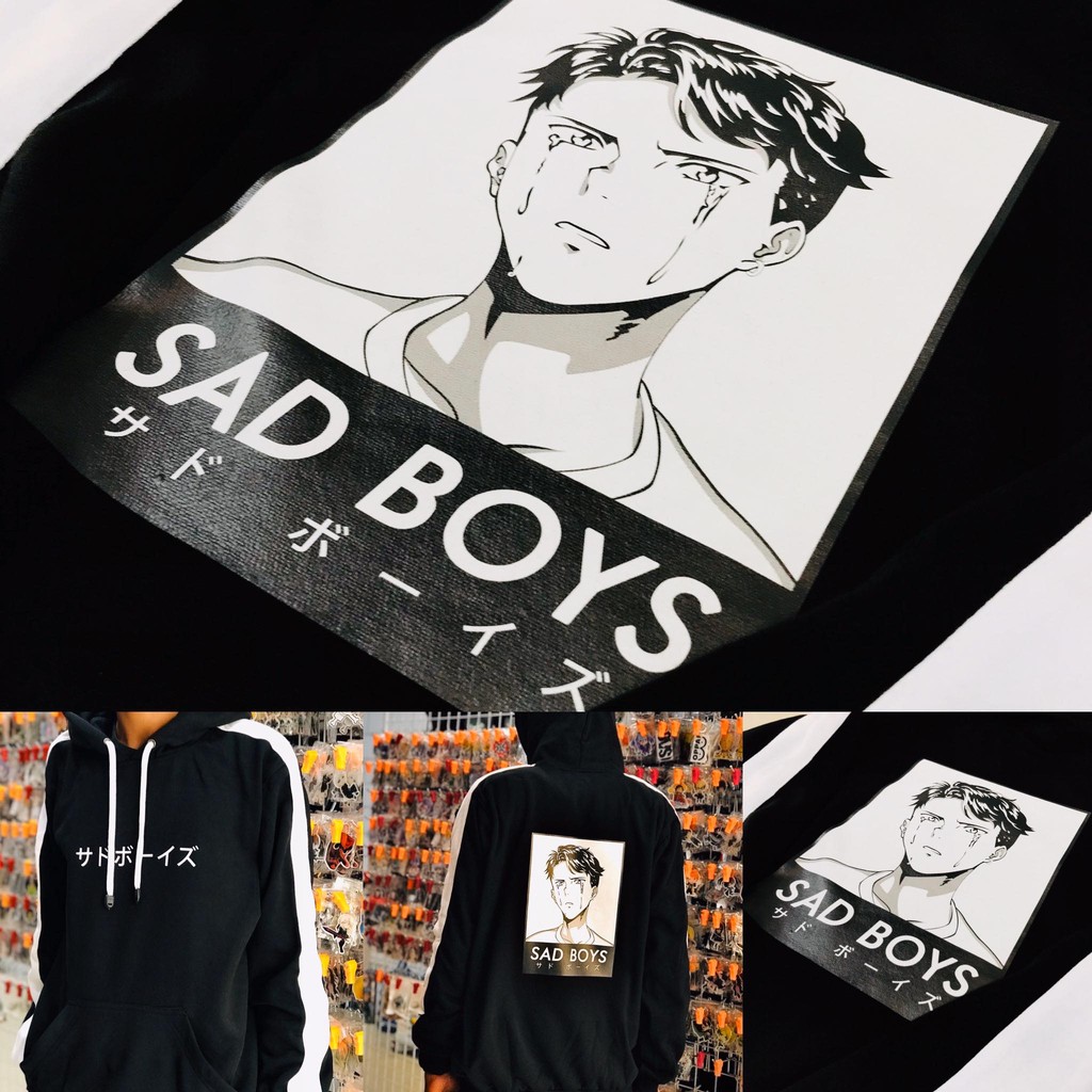 Sweater distro SAD BOYS stripe cotton fleece