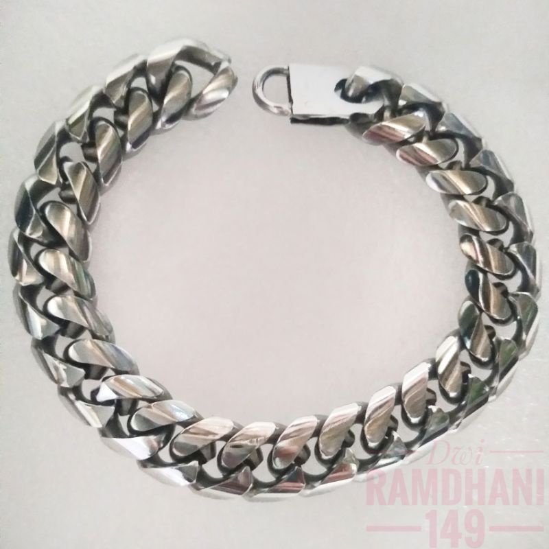 Gelang rantai anti besar jumbo baja putih original