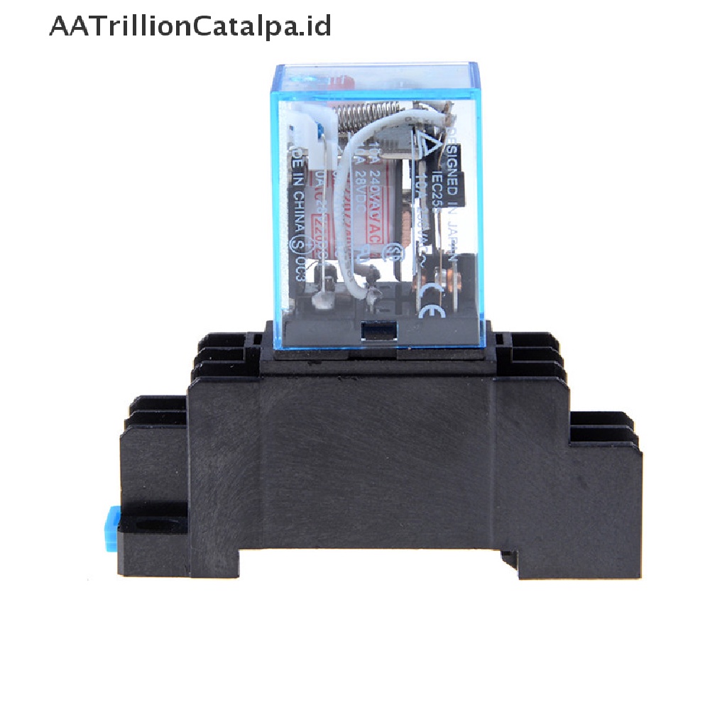 Coil Power Relay Ly2Nj Hh62P 8 Pin 2 Open 2 Cover 10a Ac220V Dengan Socket Base