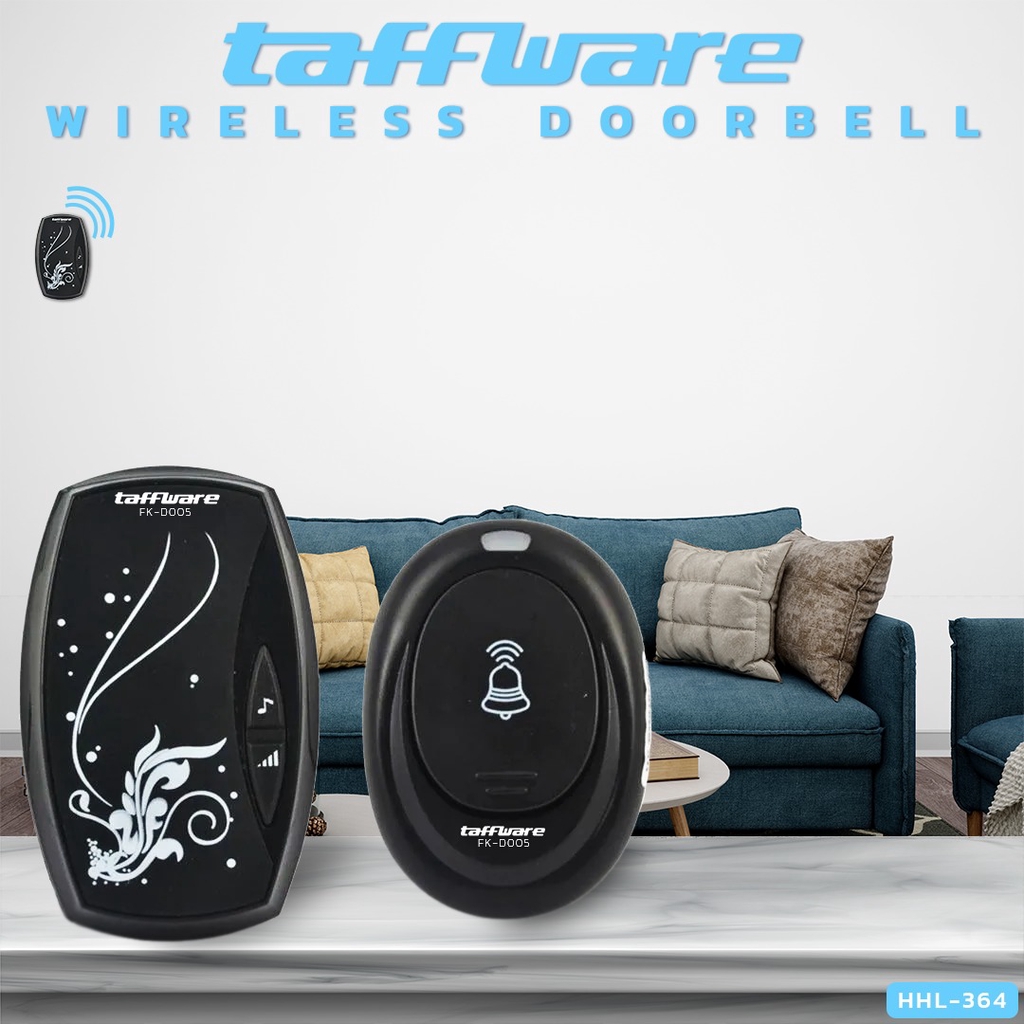 TAFFWARE DOORBELL . Bel Rumah Wireless Door Bell Waterproof Pintu 1 Receiver Bel Pintu Pagar Kantor