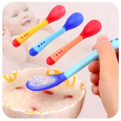 Set Alat Makan Sendok+Garpu Bayi Bahan Silikon Lembut