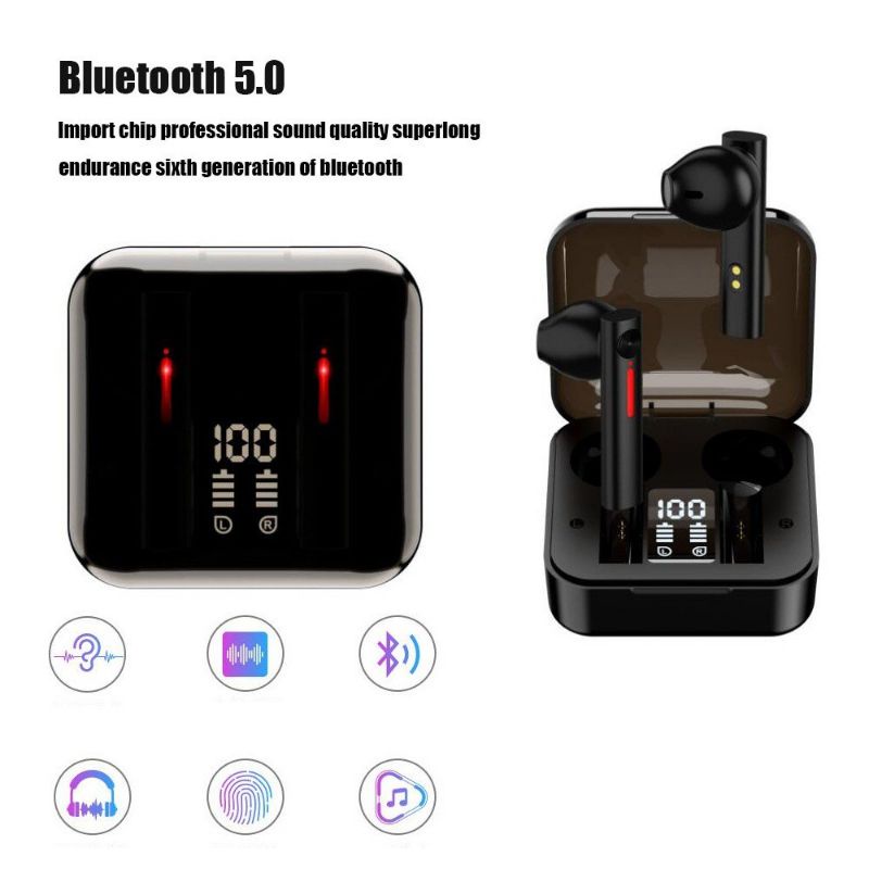 T13 Headset Bluetooth Full Bass Tws Wireless Earphone  Noise Cancel With