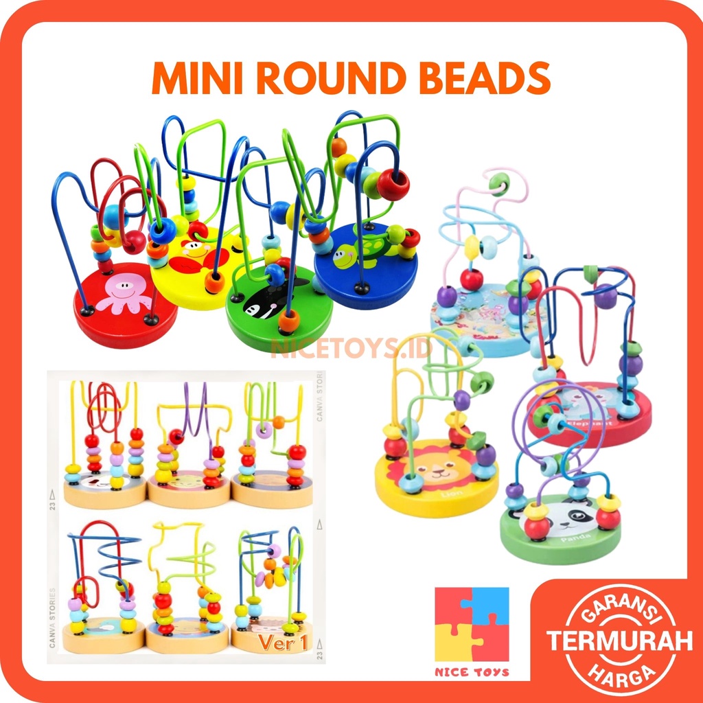 Mini Round Beads Wiregame Matching Game Mainan Balita Wooden Toys Sensory Play Mainan Kayu