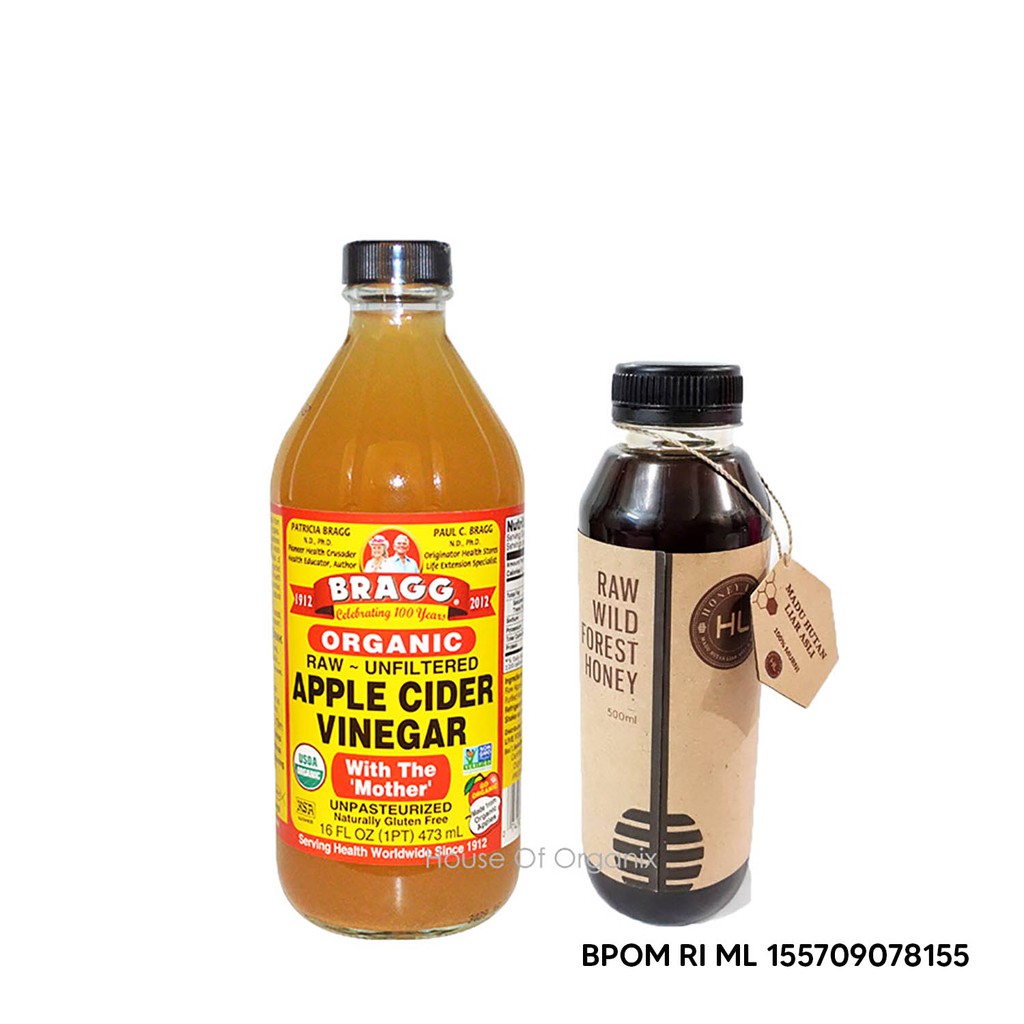 

BRAGG Apple Cider Vinegar 473 Ml + Honey Life Raw Wild Forest - 500 Ml
