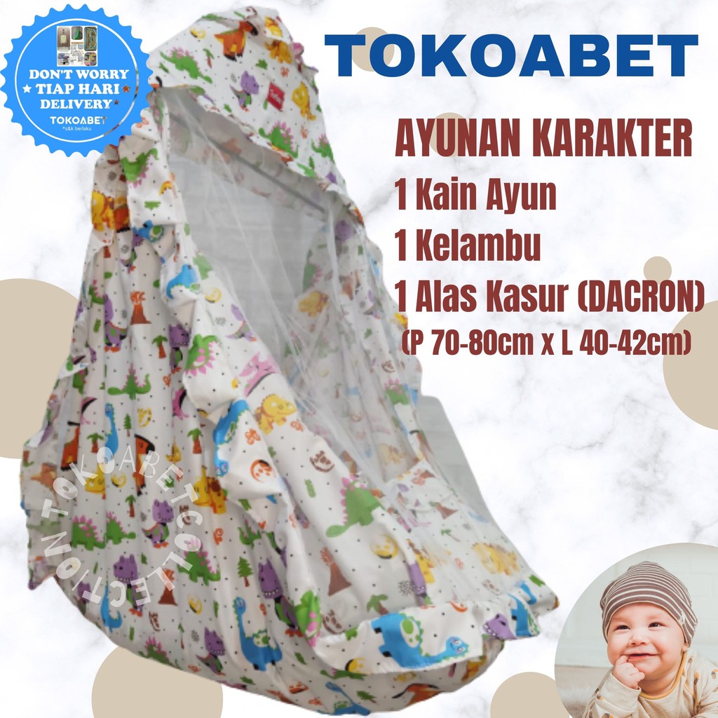 AYUNAN KARAKTER Bayi Baby dan Anak Kain Katun Kelambu Alas Kasur Lembut Variasi NO PER NO HANGER TOKOABET